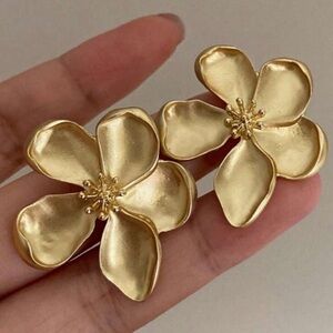 Anthropologie Gold Blossom Earrings